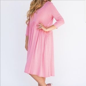 XXS Coral Pink & Ivory Oakley Dress Agnes & Dora